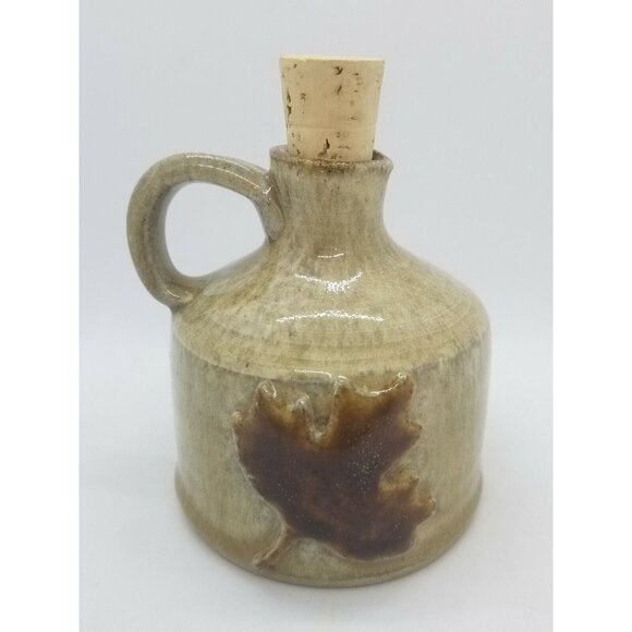 Studio Art Pottery Handcrafted Stoneware Pitcher Jug Maple Leaf Artist Signed - Picture 1 of 8